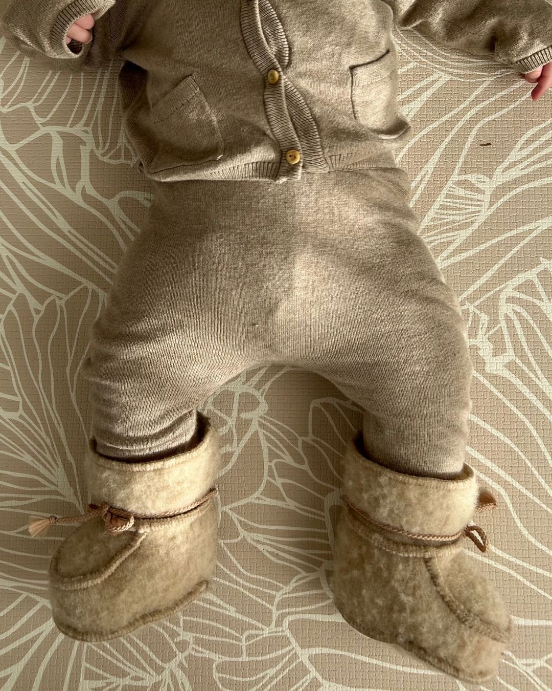 Babyhausschuhe aus Wolle – Beige (3-6 Monate)