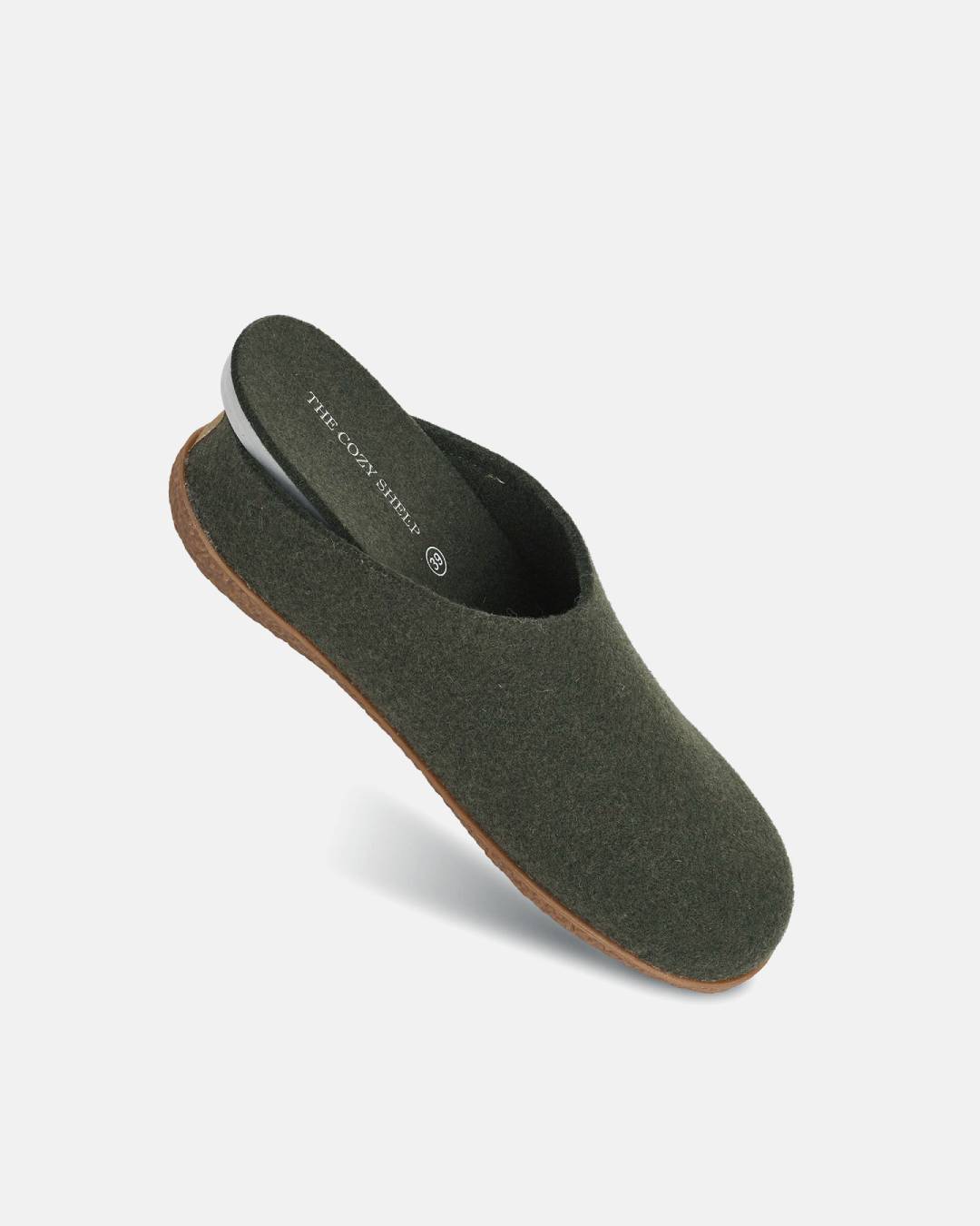 Filzpantoffeln mit Gummisohle - Forest Green