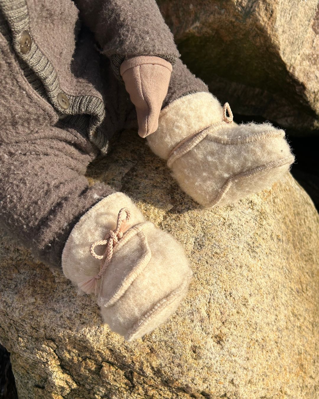 Babyhausschuhe aus Wolle – Beige (3-6 Monate)