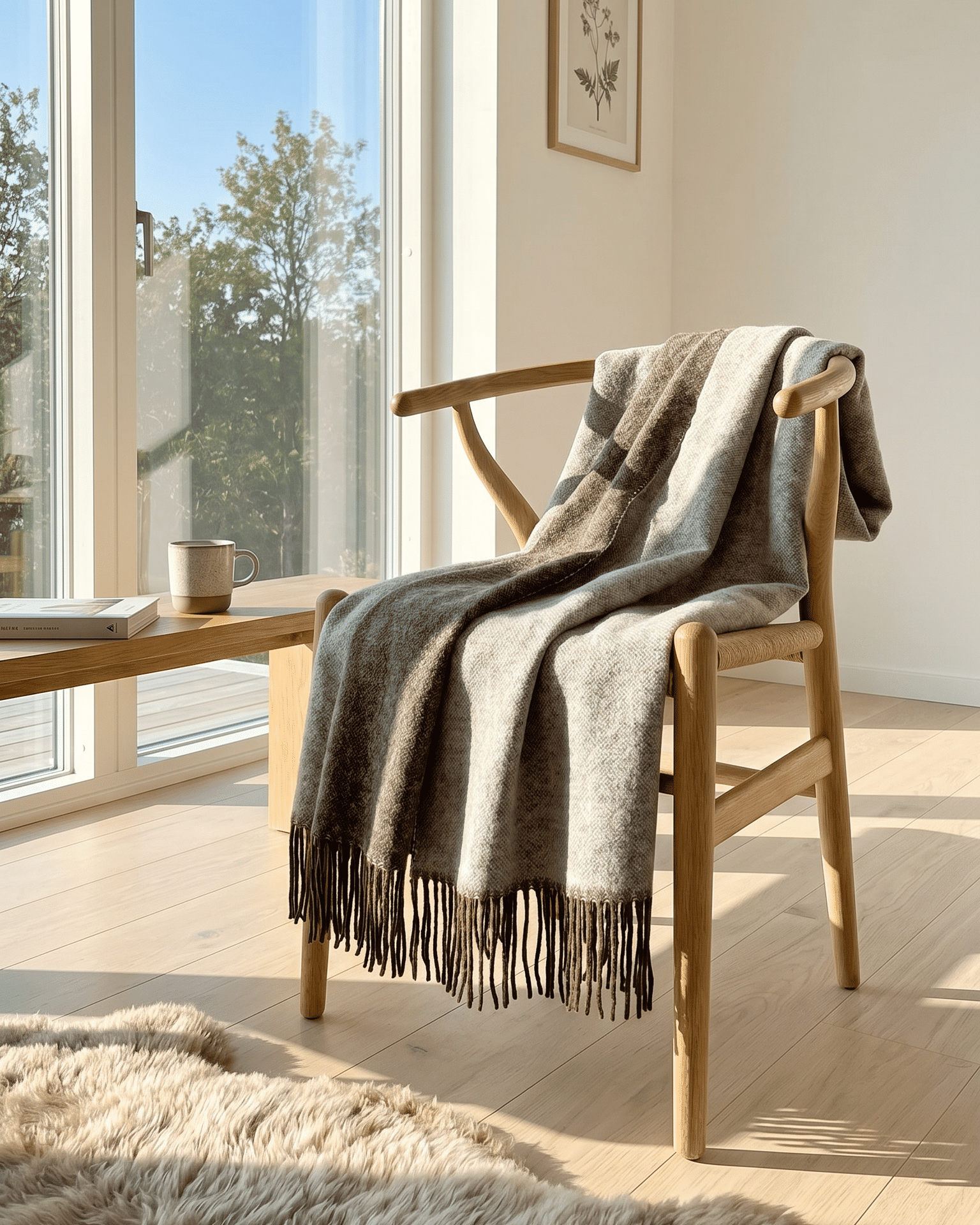 Wolldecke 140 x 200 cm – Braun/Creme