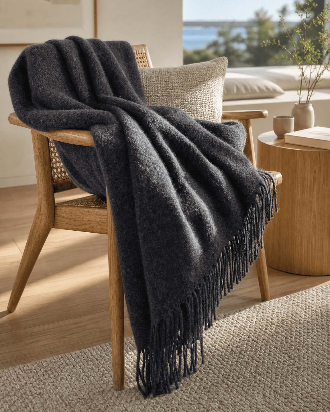 Wolldecke 140 x 200 cm – Anthrazit