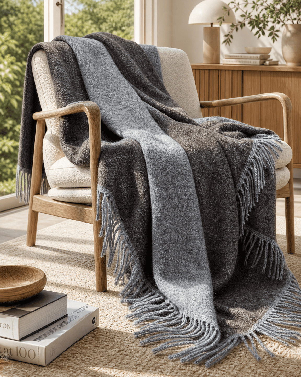 Wolldecke 140 x 200 cm – Grau/Braun