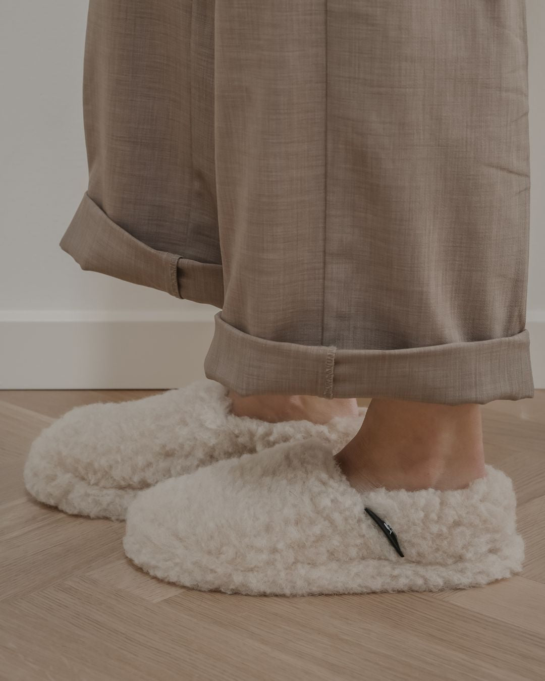 Hausschuhe aus Merinowolle – Beige