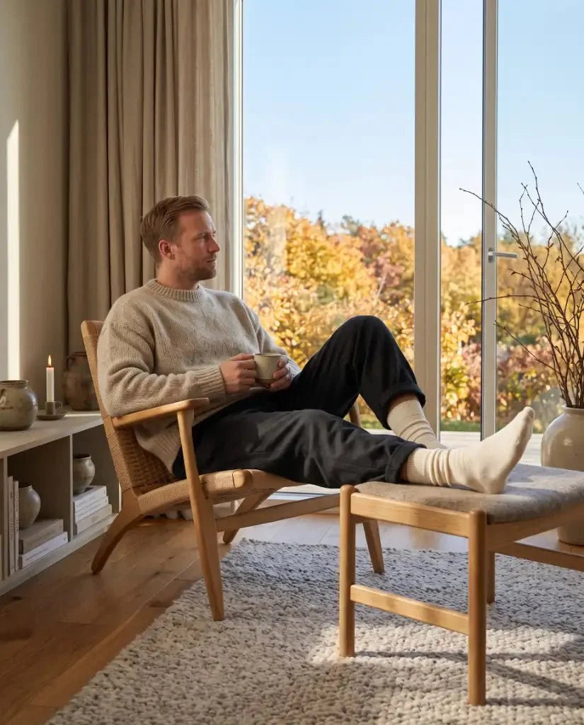 Luksus hverdagsstrømper i merinould - Råhvide - The Cozy Sheep