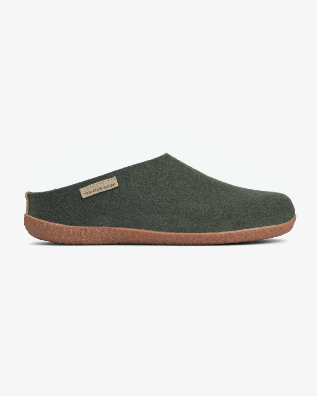 Tøffel med gummisål – Forest Green - The Cozy Sheep