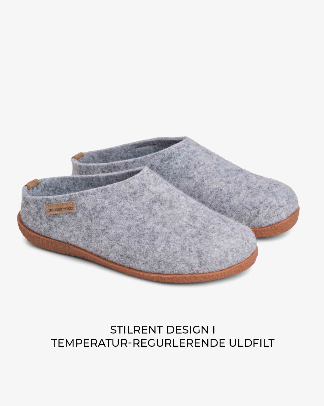 Tøffel med gummisål – Lysegrå - The Cozy Sheep
