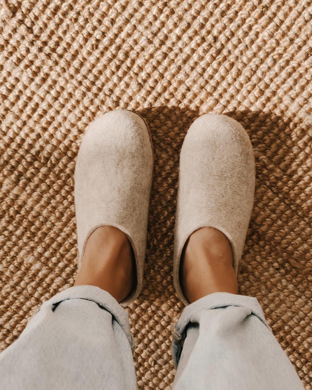 Tøffel med skindsål – Beige - The Cozy Sheep