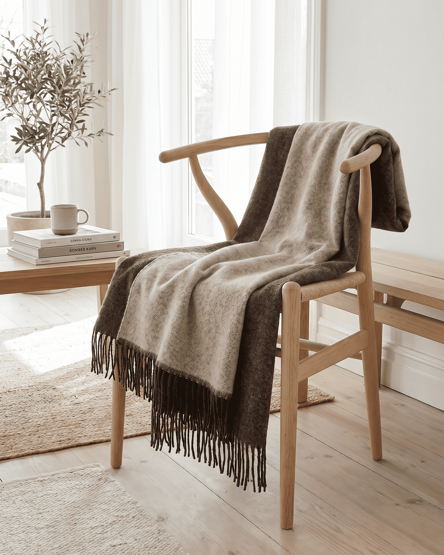 Uldplaid 140 x 200 cm - Brun/Creme - The Cozy Sheep