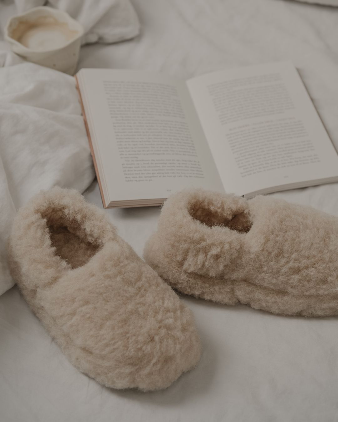 Hausschuhe aus Merinowolle – Beige