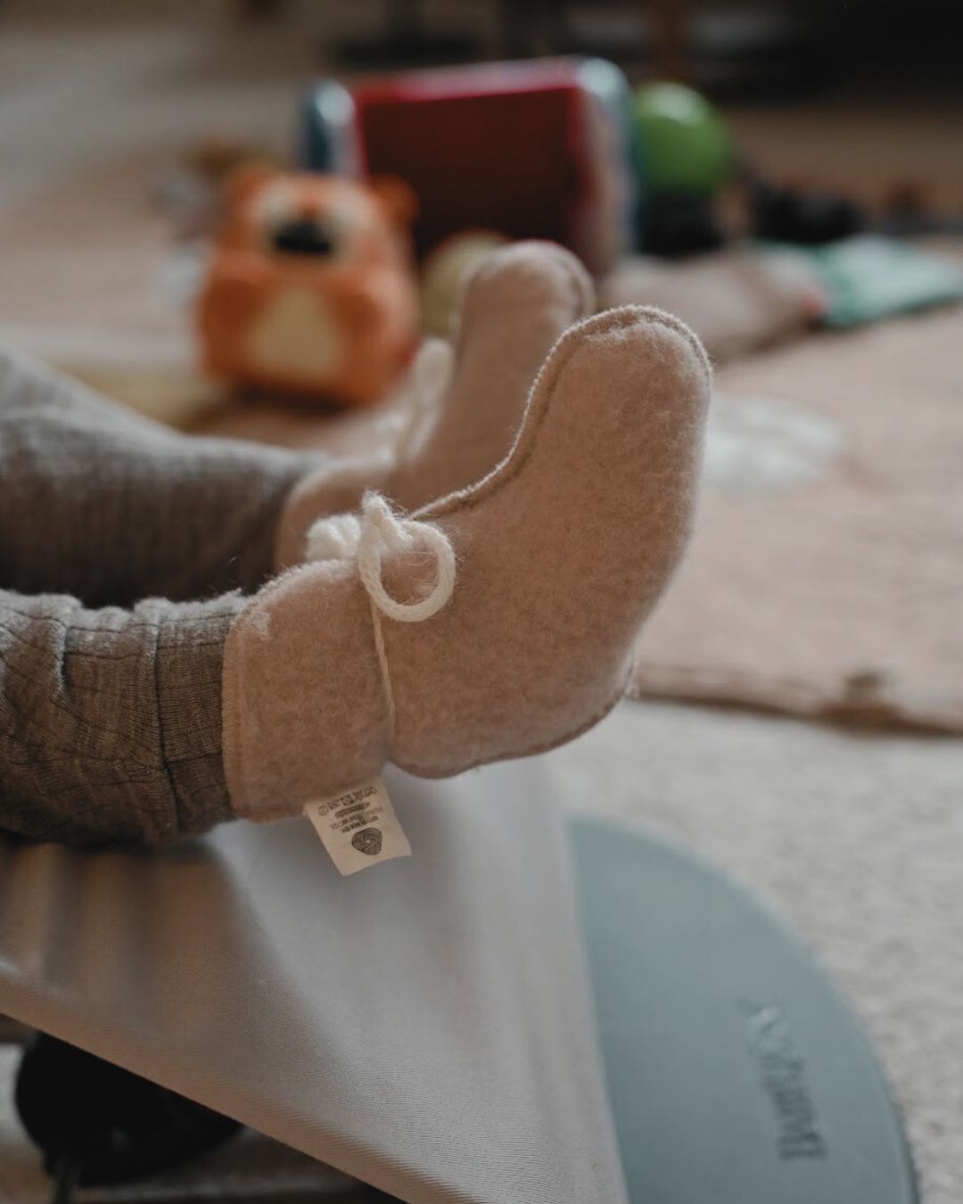 Babyhausschuhe aus Wolle – Beige (0-3 Monate)