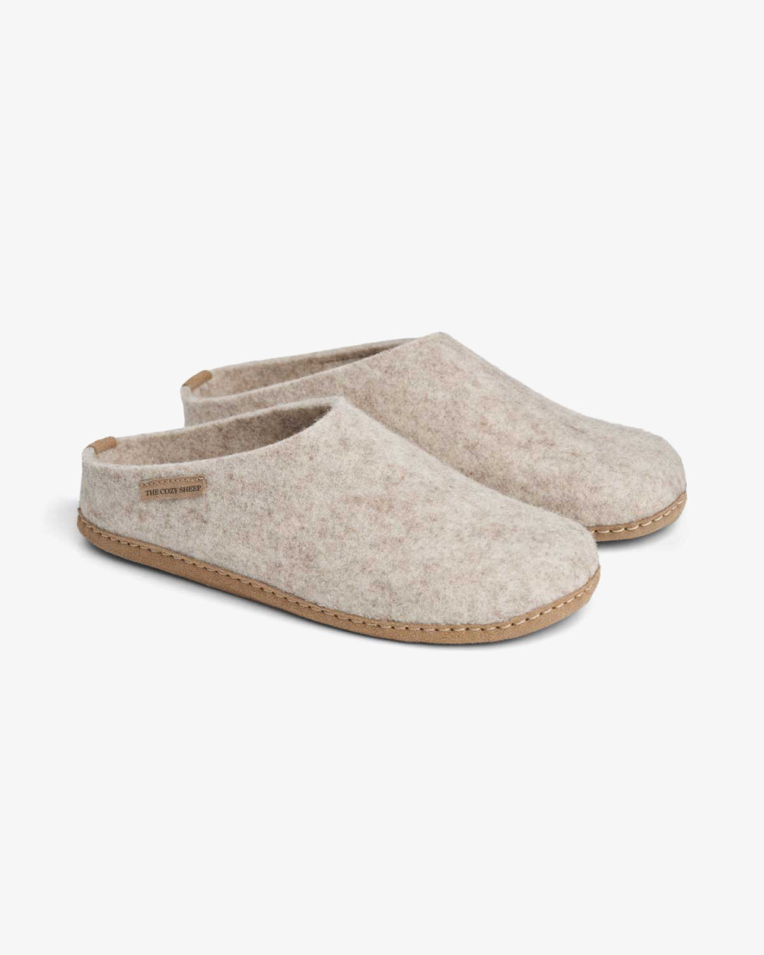 Filzpantoffeln mit Ledersohle – Beige