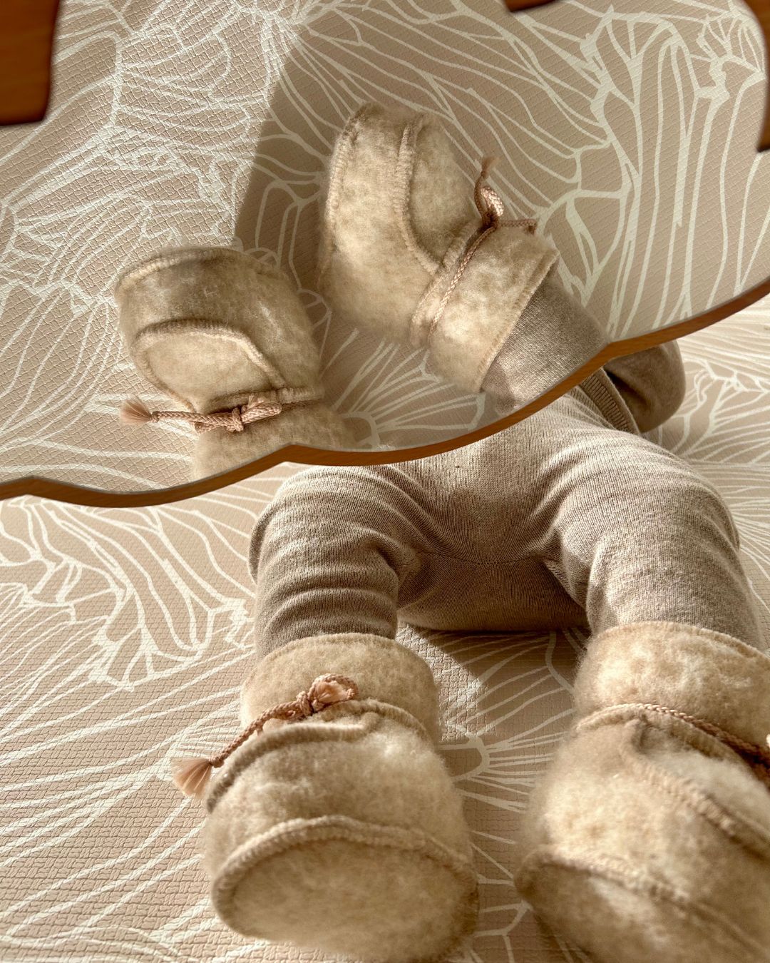 Babyhausschuhe aus Wolle – Beige (3-6 Monate)