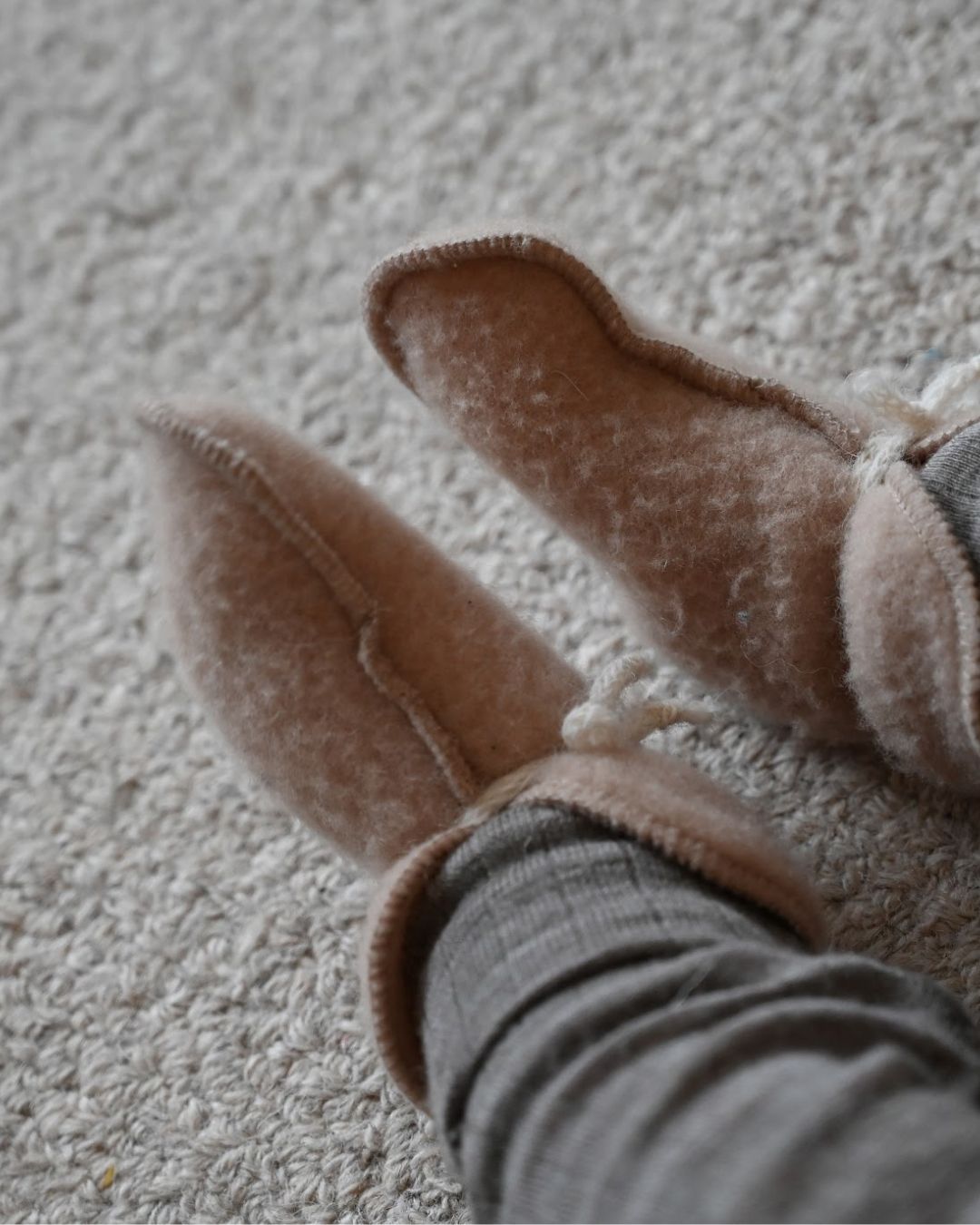 Babyhausschuhe aus Wolle – Beige (0-3 Monate)