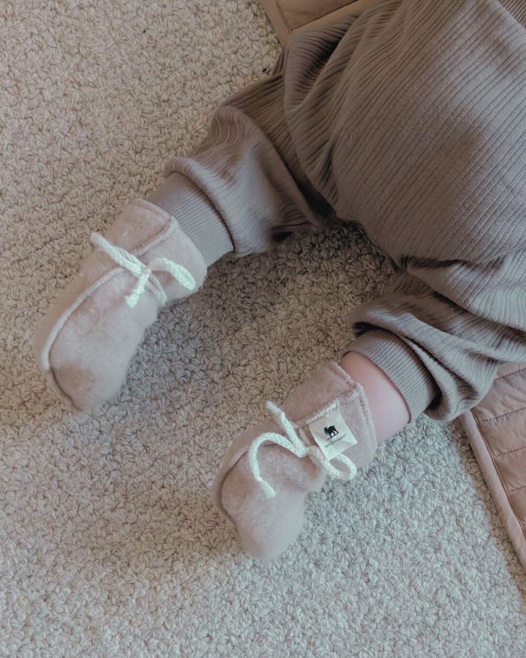 Babyhausschuhe aus Wolle – Beige (0-3 Monate)