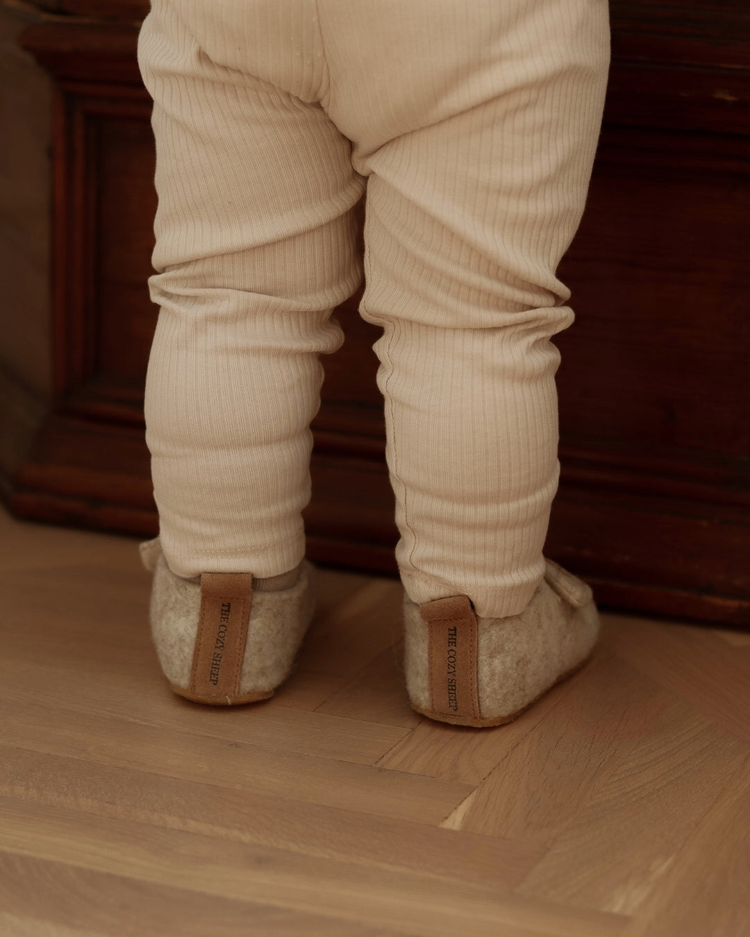 Pantoffeln aus Wollfilz für Kinder – Beige