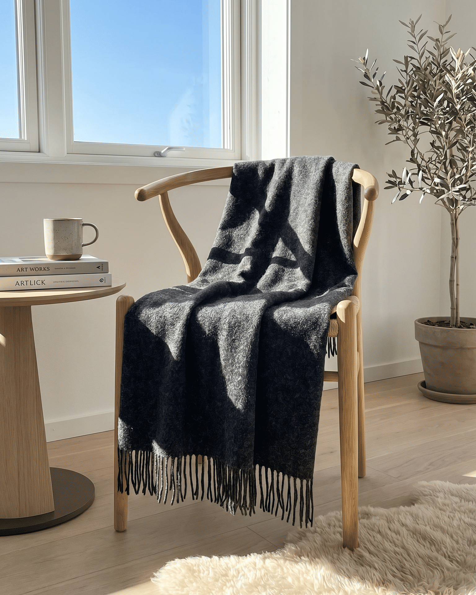 Wolldecke 140 x 200 cm – Anthrazit