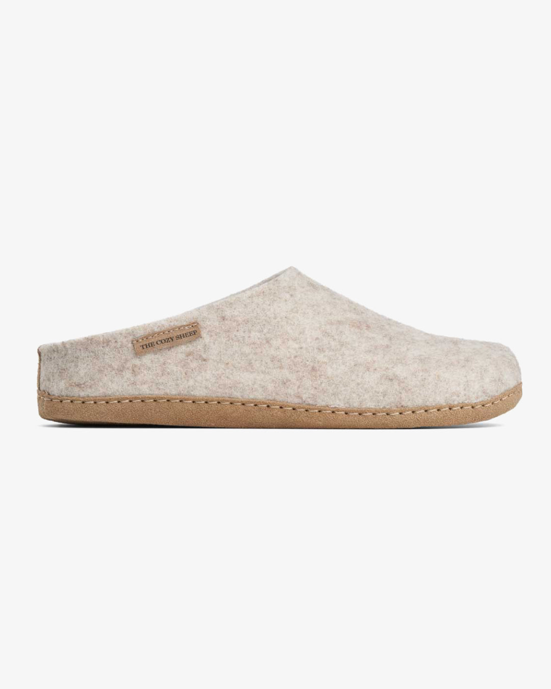 Filzpantoffeln mit Ledersohle – Beige