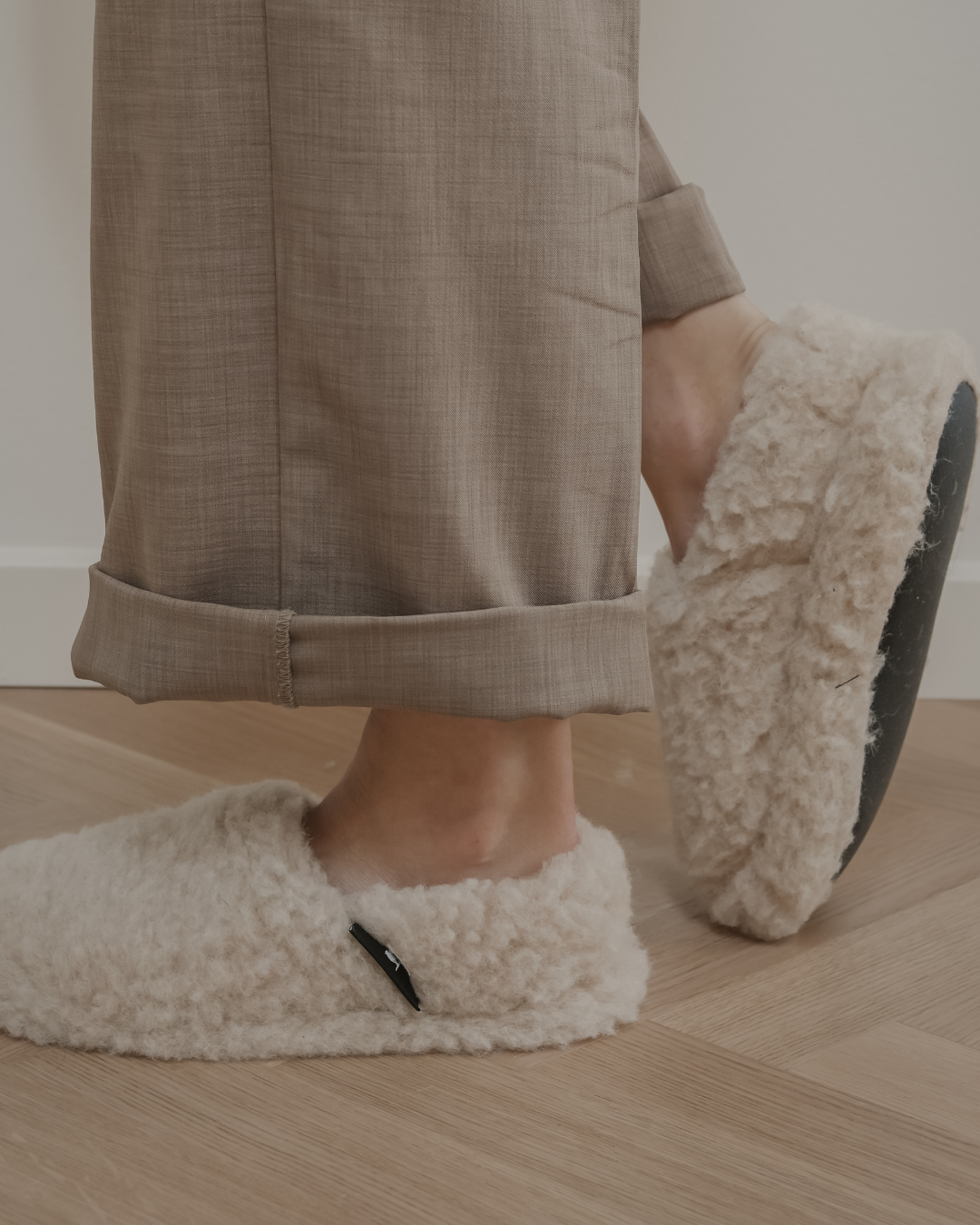 Hausschuhe aus Merinowolle – Beige