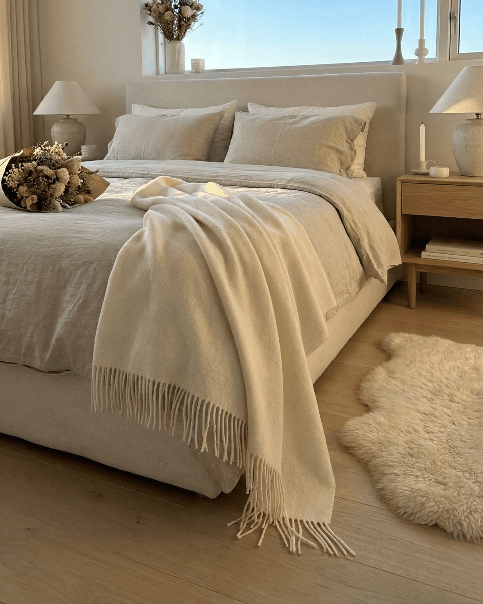 Uldtæppe i creme | The Cozy Sheep