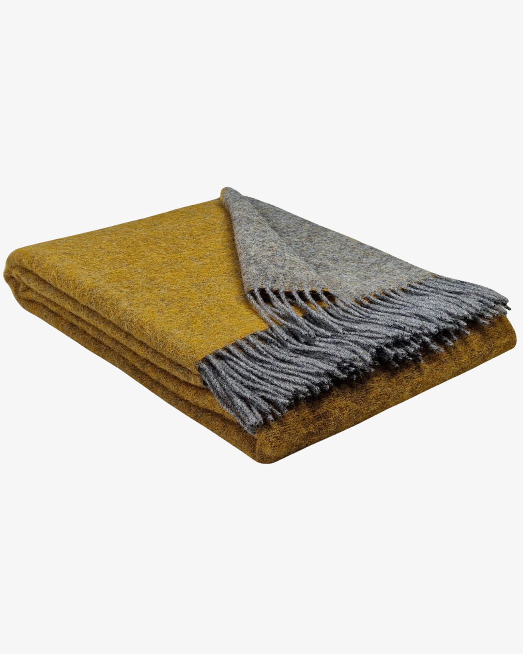 Wolldecke 140 x 200 cm – Gelb/Grau