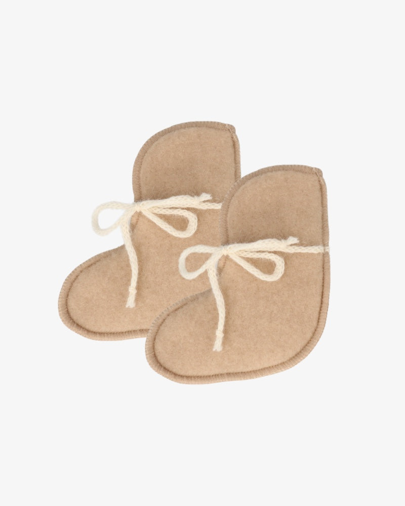 Babyhausschuhe aus Wolle – Beige (0-3 Monate)