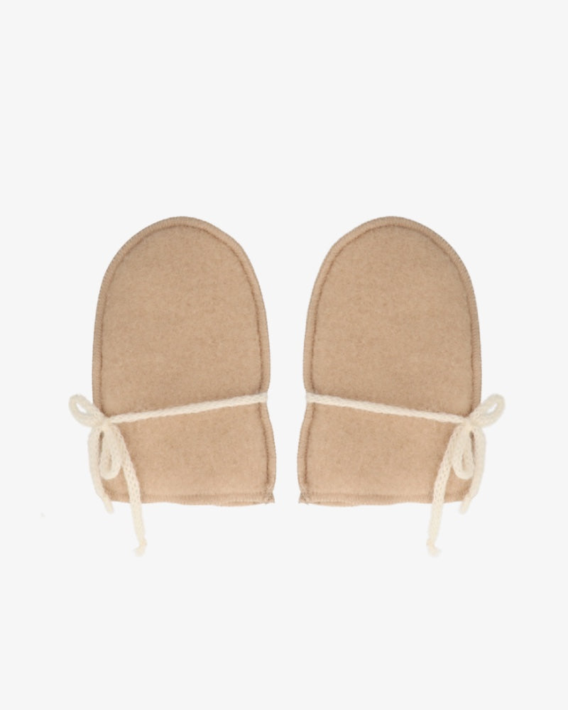 Babyfäustlinge aus Wolle – Beige