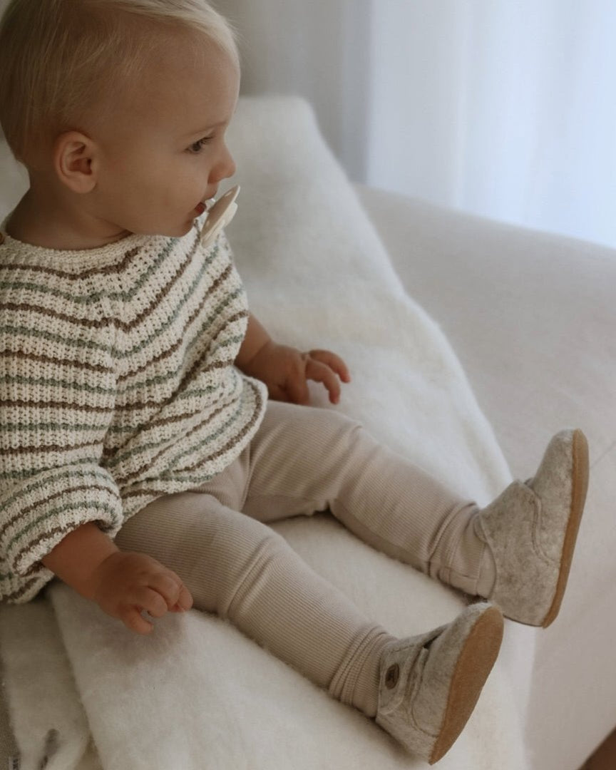 Pantoffeln aus Wollfilz für Kinder – Beige