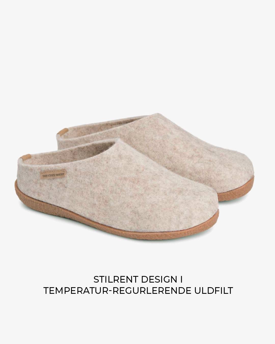 Tøffel med gummisål – Beige - The Cozy Sheep