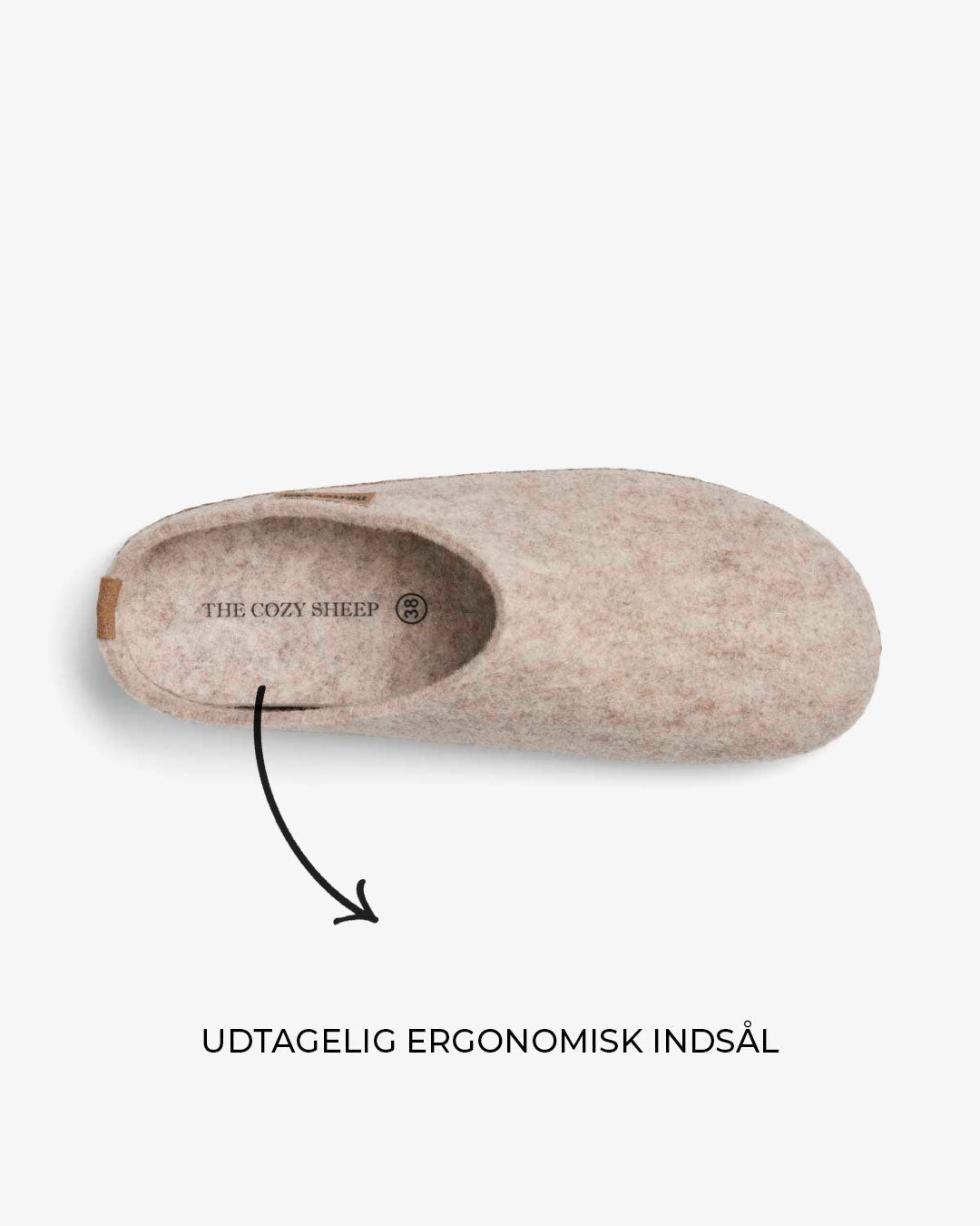 Tøffel med gummisål – Beige - The Cozy Sheep