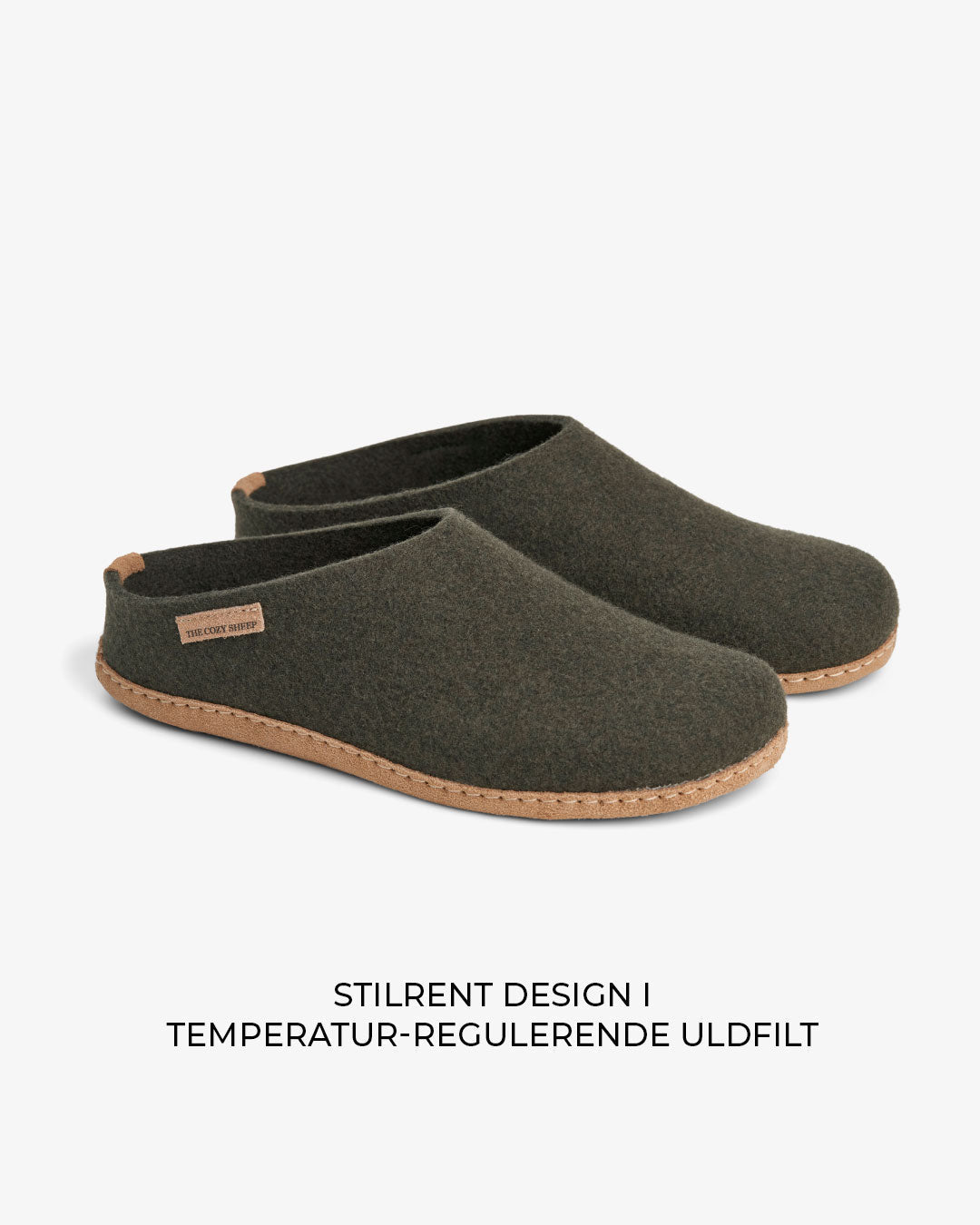 Tøffel med skindsål – Forest Green - The Cozy Sheep