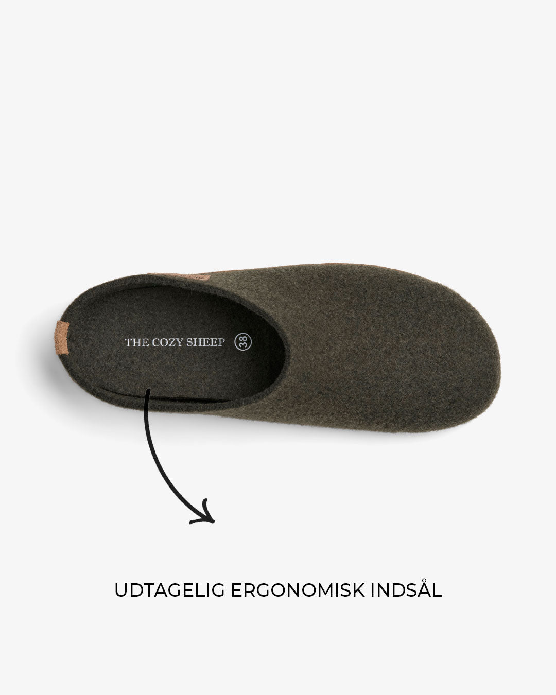 Tøffel med skindsål – Forest Green - The Cozy Sheep