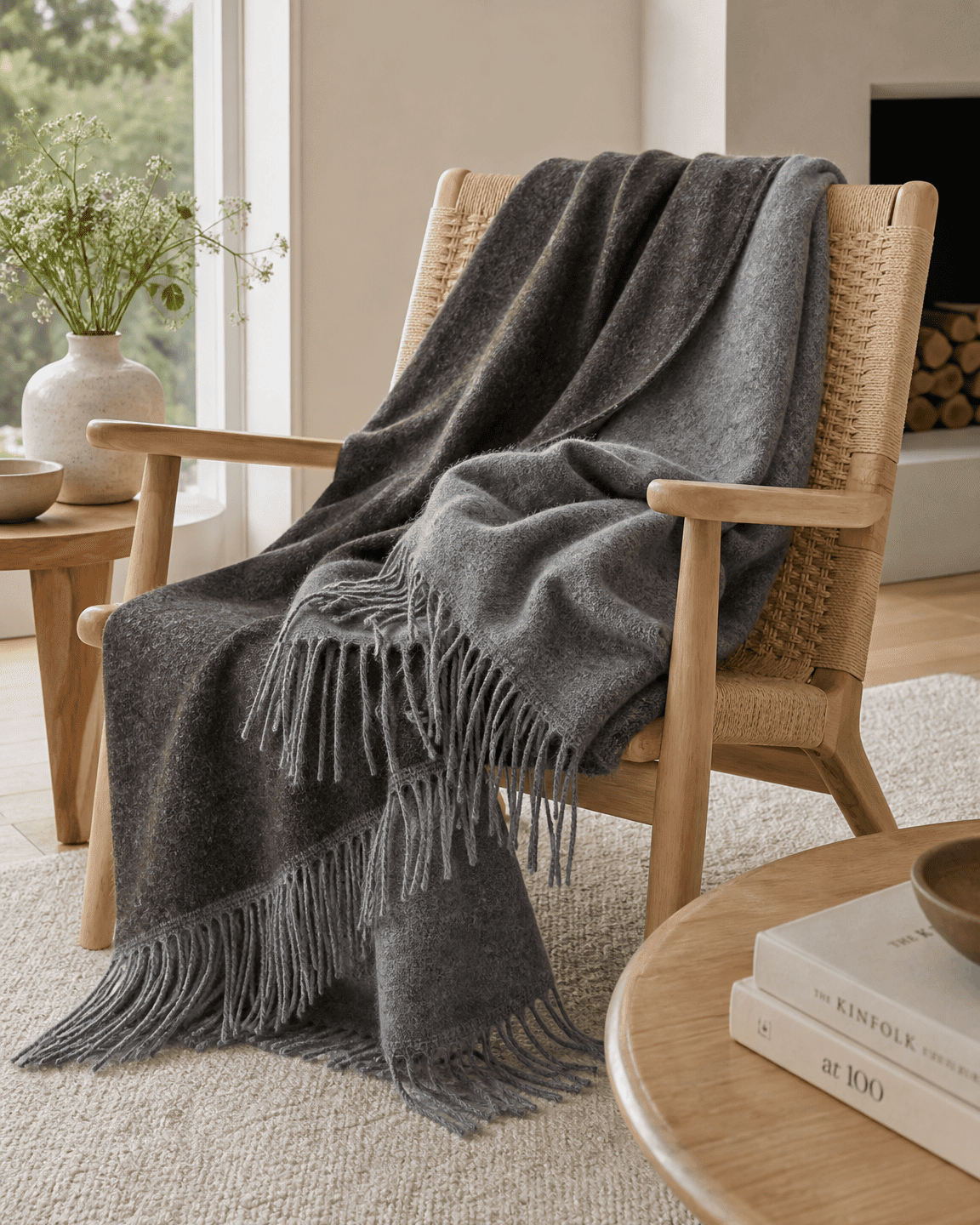 Uldplaid 140 x 200 cm - Grå/Brun - The Cozy Sheep