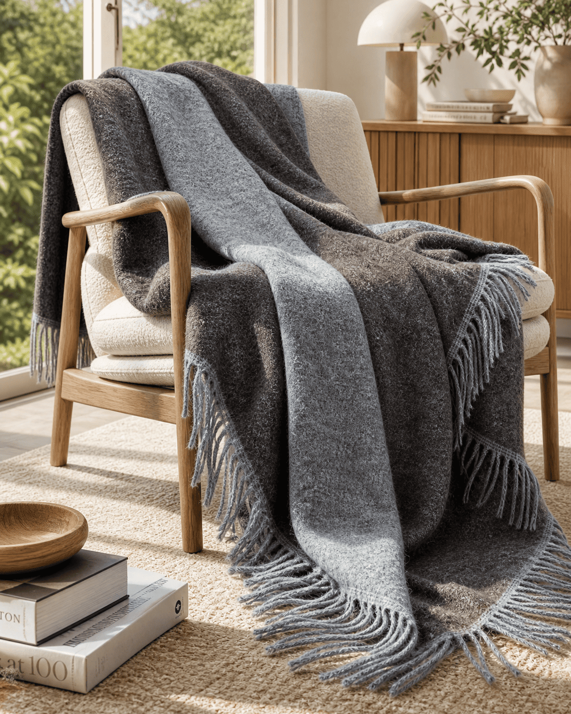 Uldplaid 140 x 200 cm - Grå/Brun - The Cozy Sheep